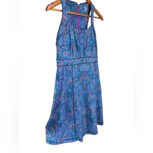 Title Nine Trouble Dress 6 Med Blue Paisley Nimblene Racerback Active